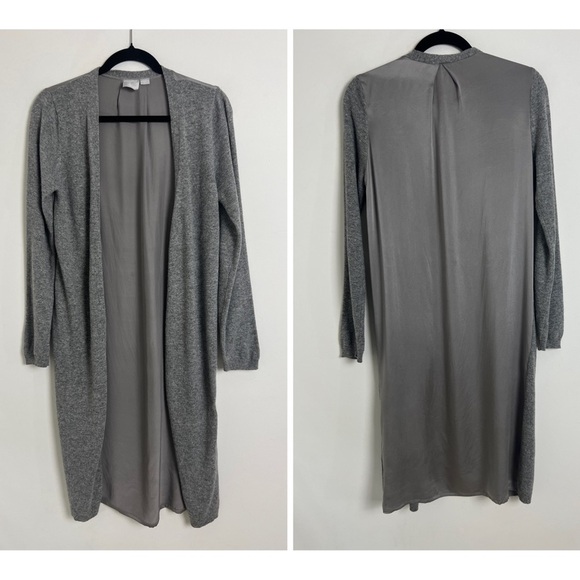 OC By Oleg Cassini Gray Angora Silk Blend Long Sleeve Longline Open Duster Sz S - Picture 1 of 9